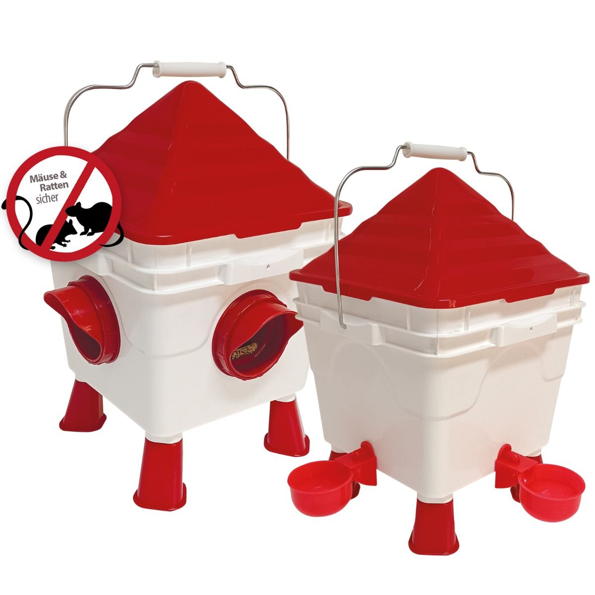 Foderspand / Vandspand til fjerkræ - Sæt med begge - Model Villa