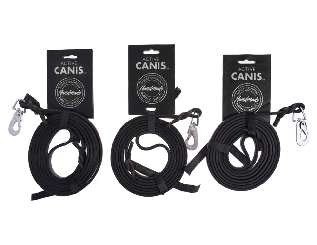 Læder hundesnor pcp krog - Sort