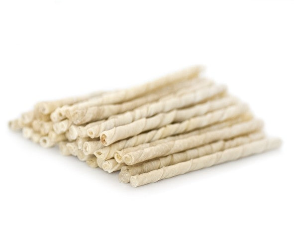 Twisted sticks pork, white 8 mm, 50 pcs