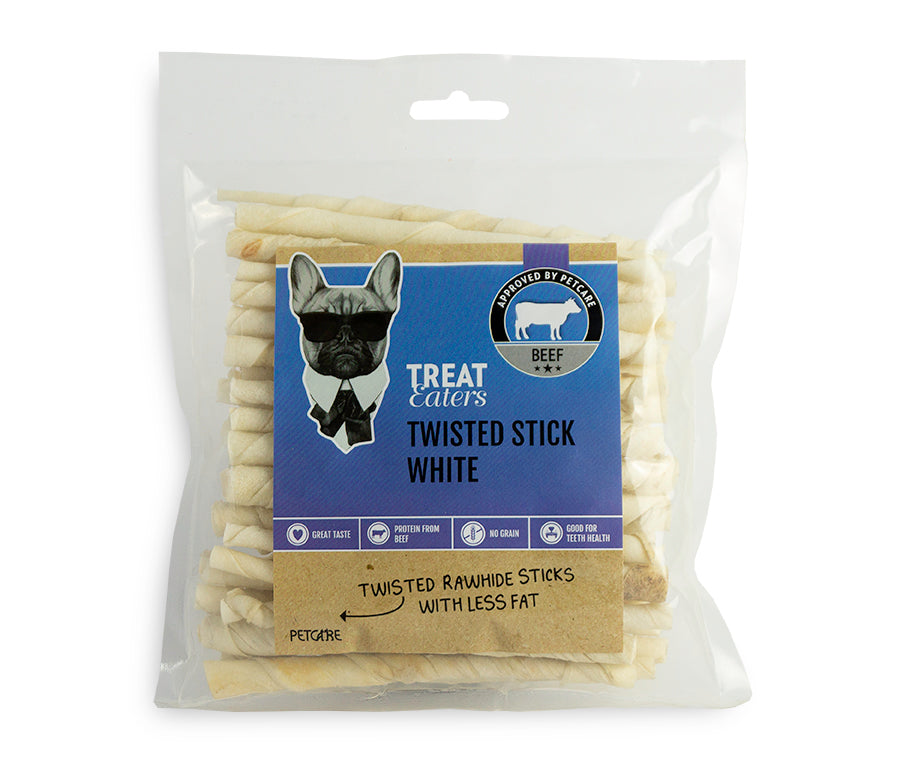 Twisted sticks pork, white 8 mm, 50 pcs