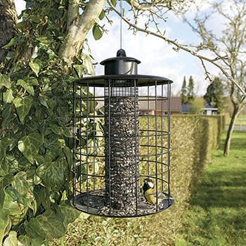 Foderautomat med værn - til nødder og solsikker