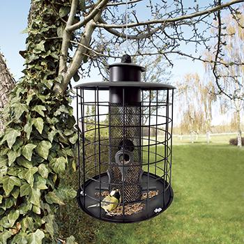 Foderautomat med værn - til fugleblanding