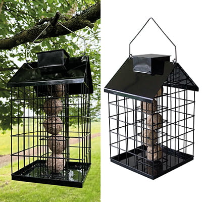 Foderautomat med værn - til mejsebolde