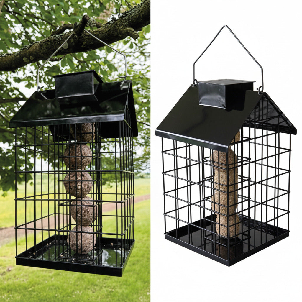 Foderautomat med værn - til mejsebolde