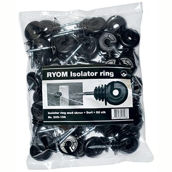 Isolator ring med skrue sort 50 stk