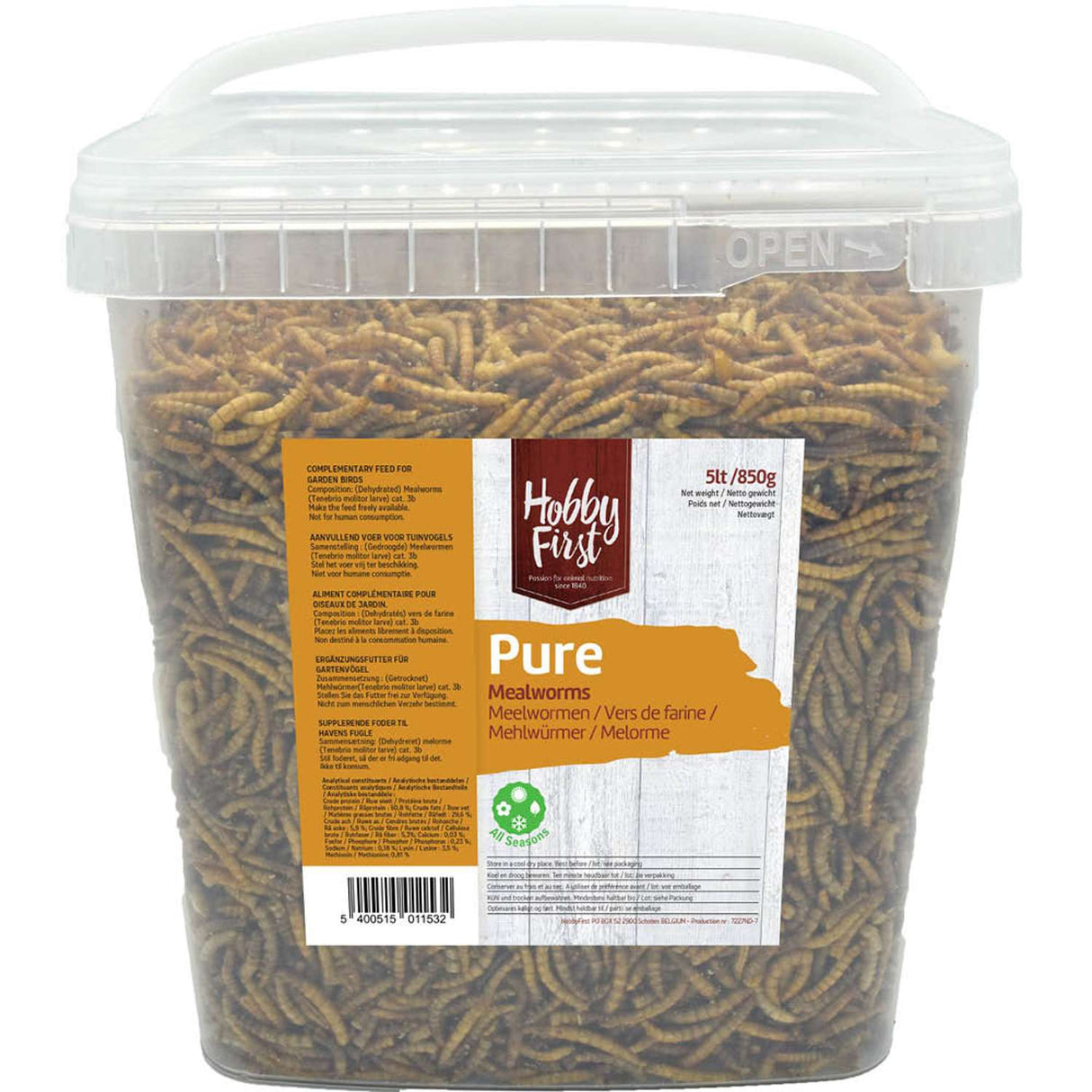 Hobby First Pure Mealworms (melorme), 850g./5l
