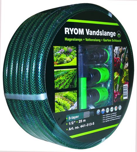 Vandslange - grøn 1/2" - m/ Fittin.25M