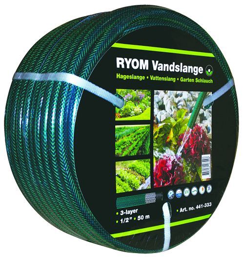 Vandslange - grøn 1/2" 3-Lag Arm.50M
