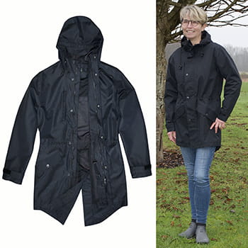 Regnjakke / Ridejakke Dame - Sort