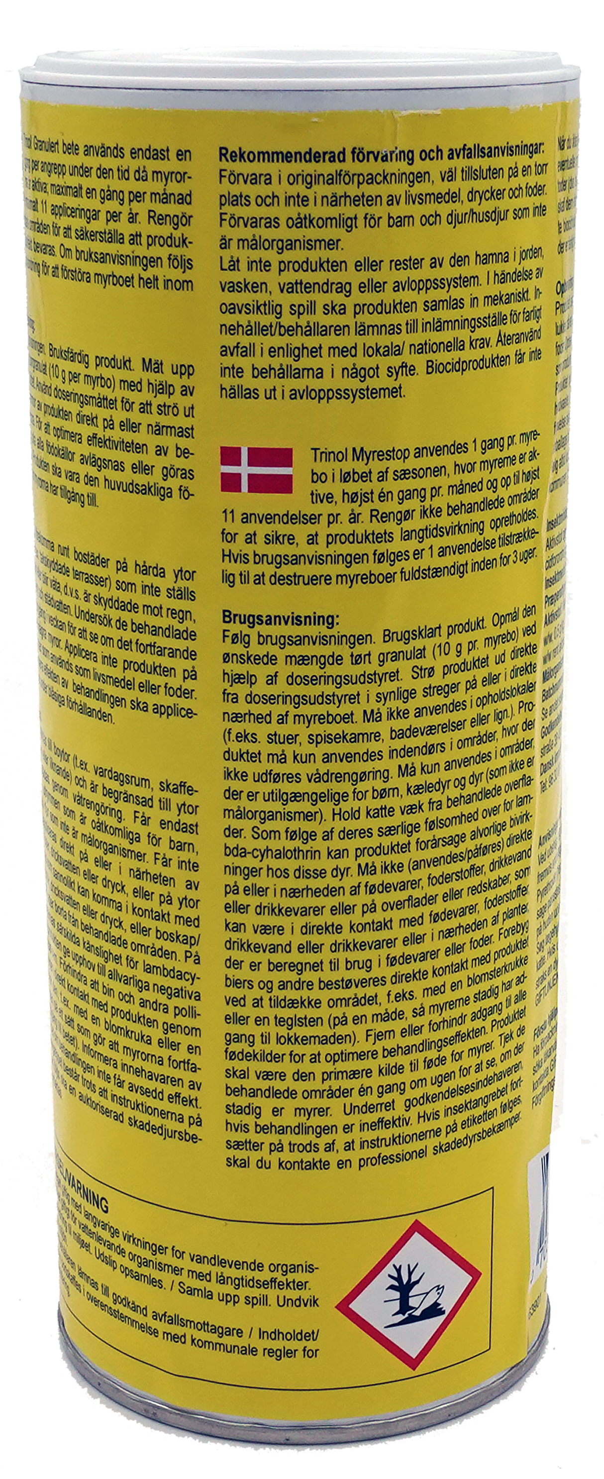 Trinol Myrestop – bagside med brugsanvisning