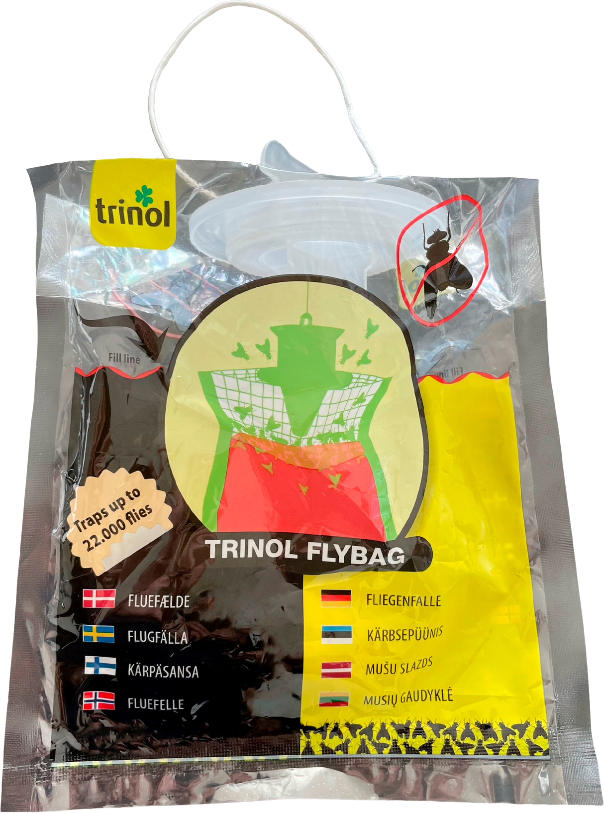 Trinol Flybag hængt op udendørs