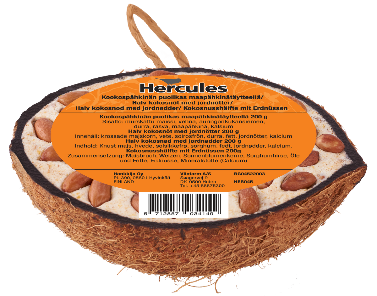 Halv kokosnød med jordnødde-topping