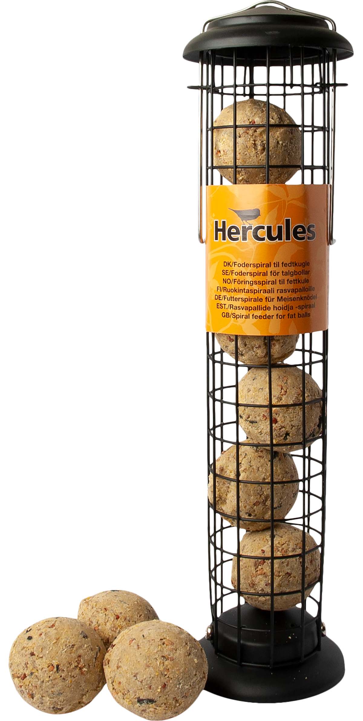 Hercules foderspiral til fedtkugler i sort metal