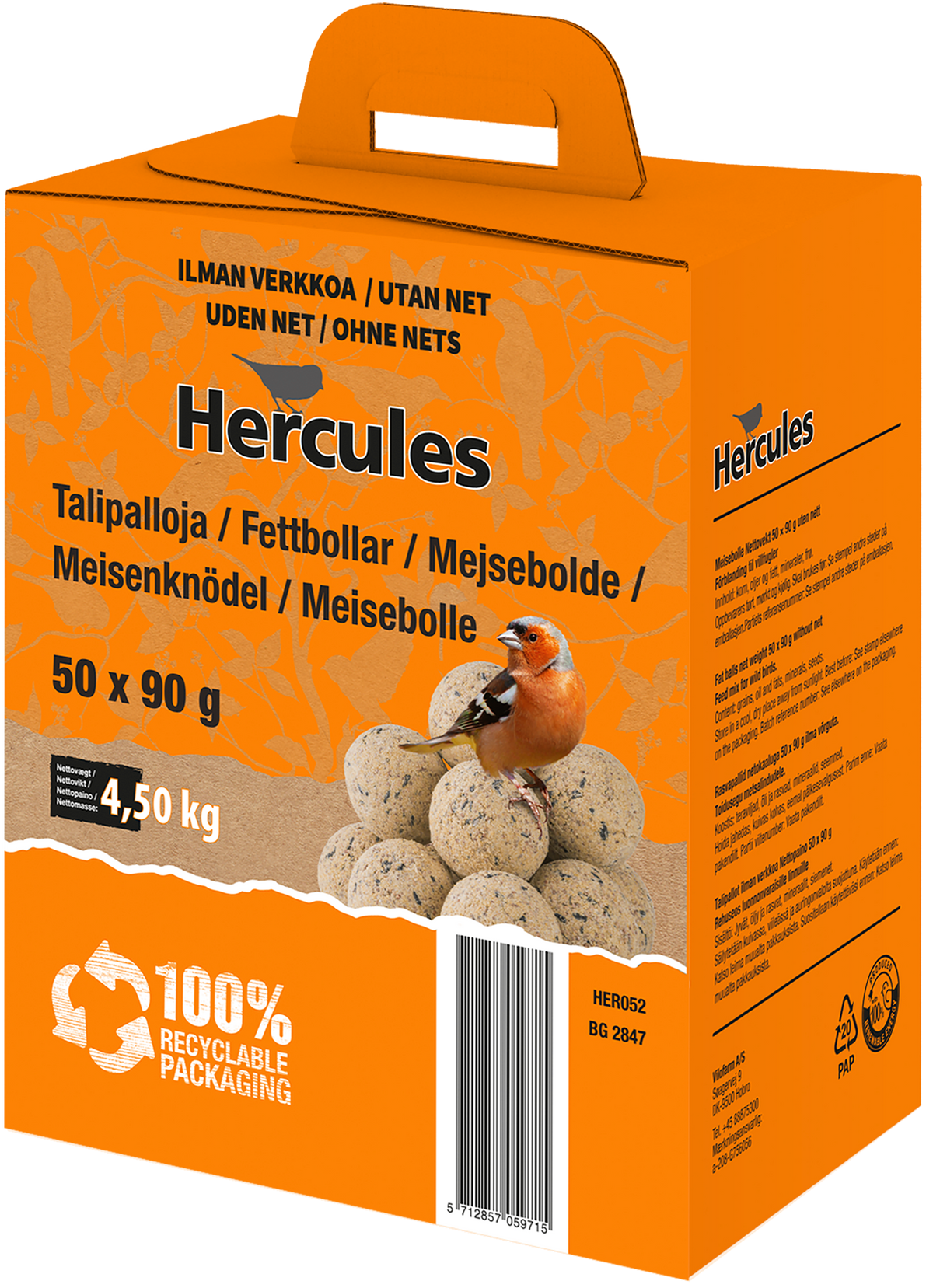 Hercules mejsebolde uden net 50 stk box