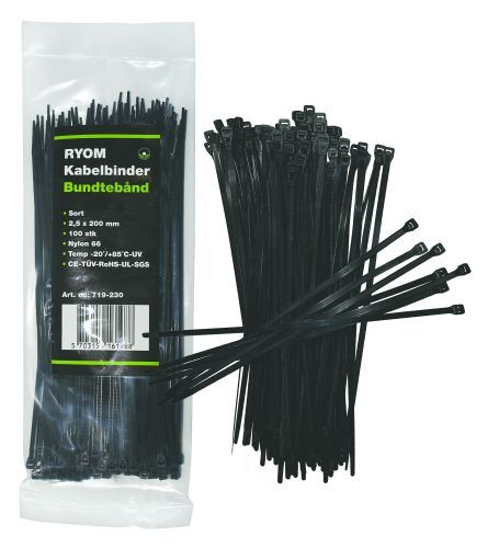 Kabelbinder sort - 2,5 X 200 mm