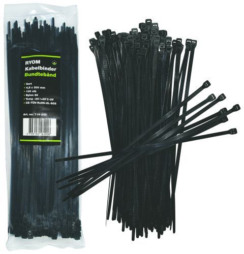 Kabelbinder sort - 4,8 X 300 mm