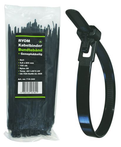 Kabelbinder Genoplukkelig - 4,8 x 200 mm