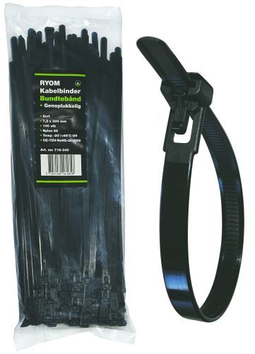 Kabelbinder Genoplukkelig - 7,2 x 300 mm