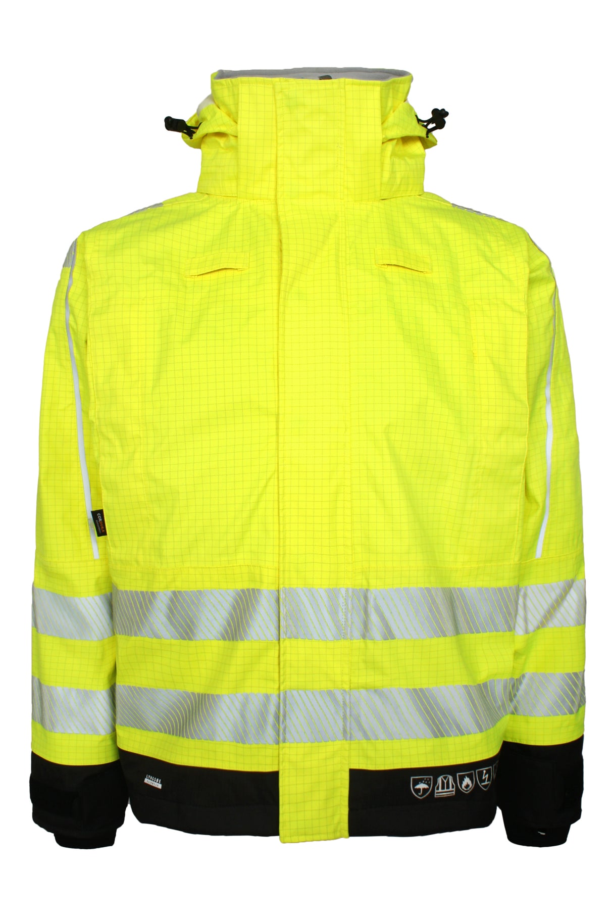 Multinorm Hi-Vis vinterjakke i kraftig rivfast kvalitet - Saturn Gul / Sort