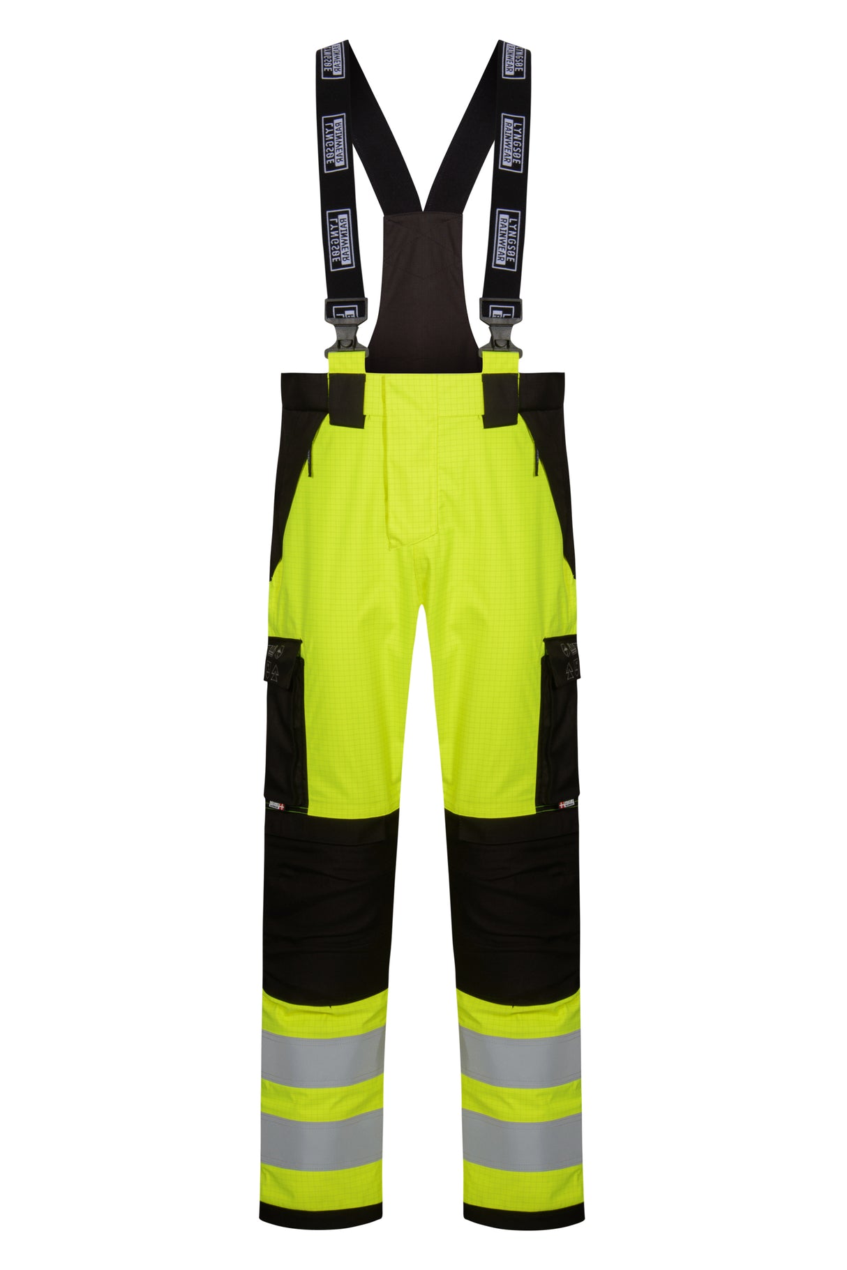 Multinorm Hi-Vis bukser i kraftig rivfast kvalitet med foer - Saturn Gul / Sort