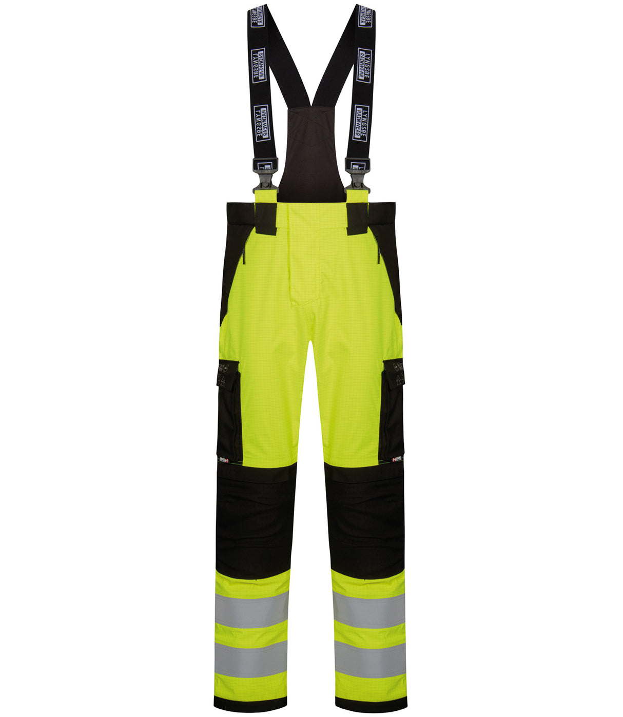 Multinorm Hi-Vis bukser i kraftig rivfast kvalitet med foer - Saturn Gul / Sort