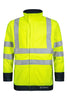 Multinorm Hi-Vis softshell jakke i 3-lags kvalitet - Saturn Gul / Navy