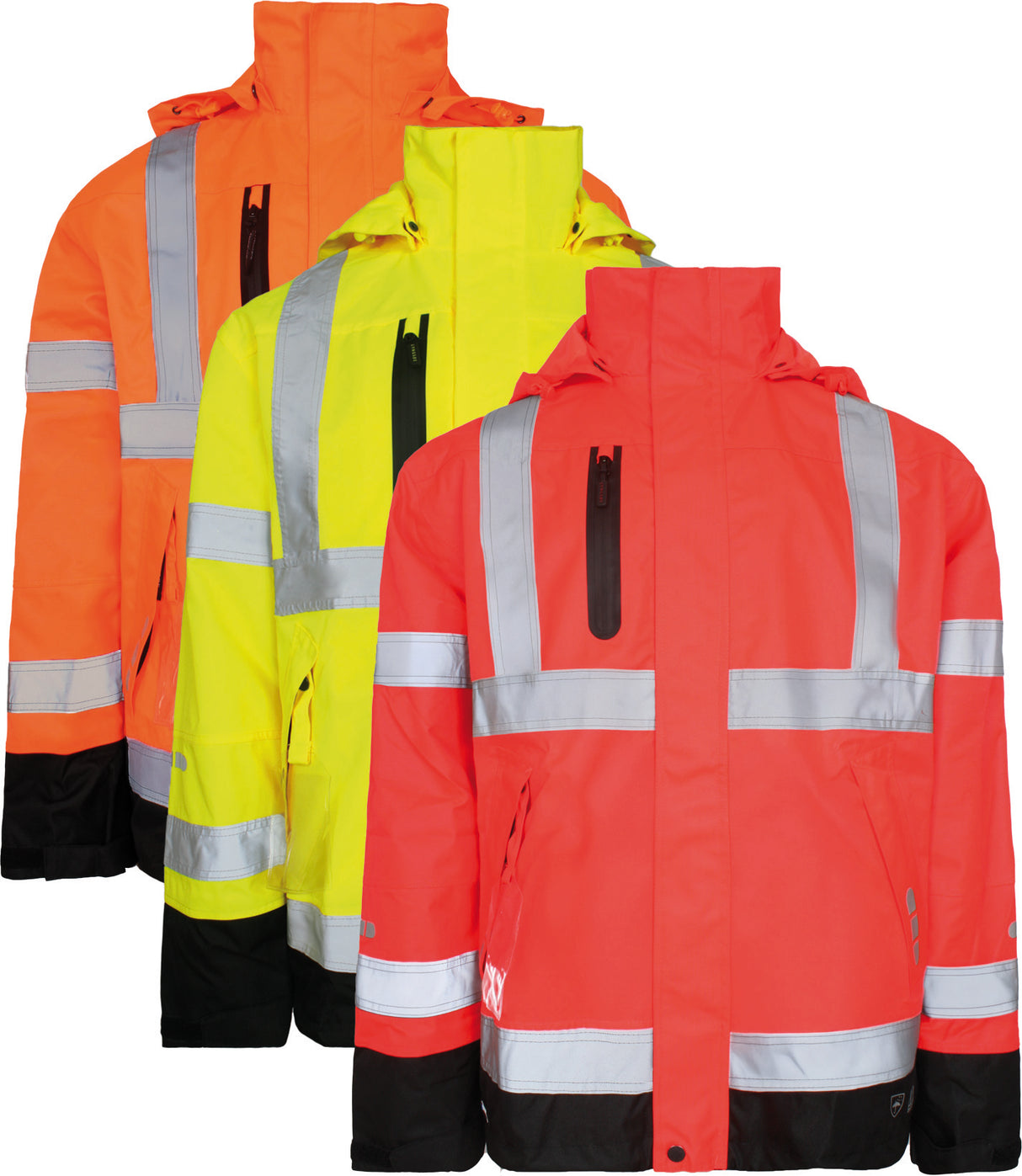 Åndbar Hi-Vis skaljakke i robust og slidstærk håndværker kvalitet - Hi-Vis Orange / Sort