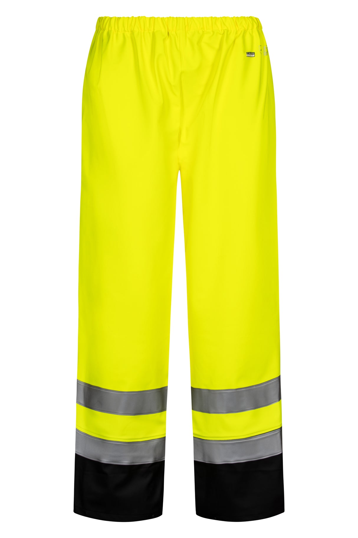Brandhæmmende Hi-Vis regnbukser i kraftig PU/PVC kvalitet - Saturn Gul / Navy
