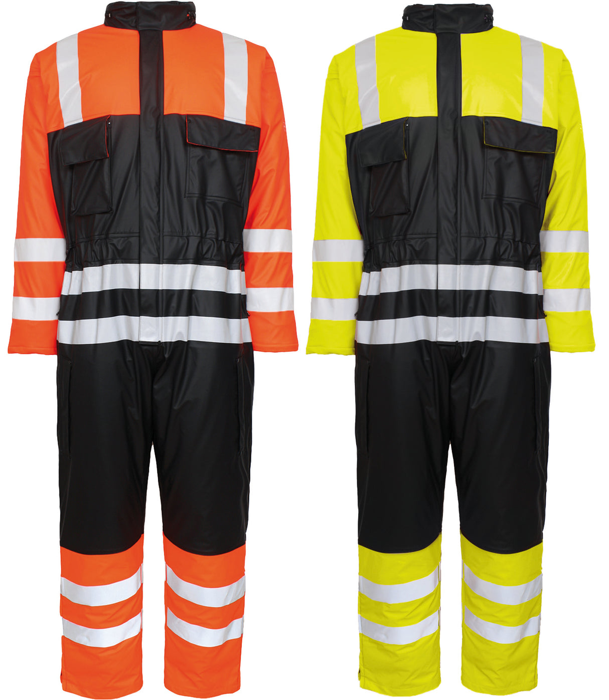 Brandhæmmende Hi-Vis vinterkedeldragt i PU kvalitet med quiltet foer - Saturn Gul / Navy