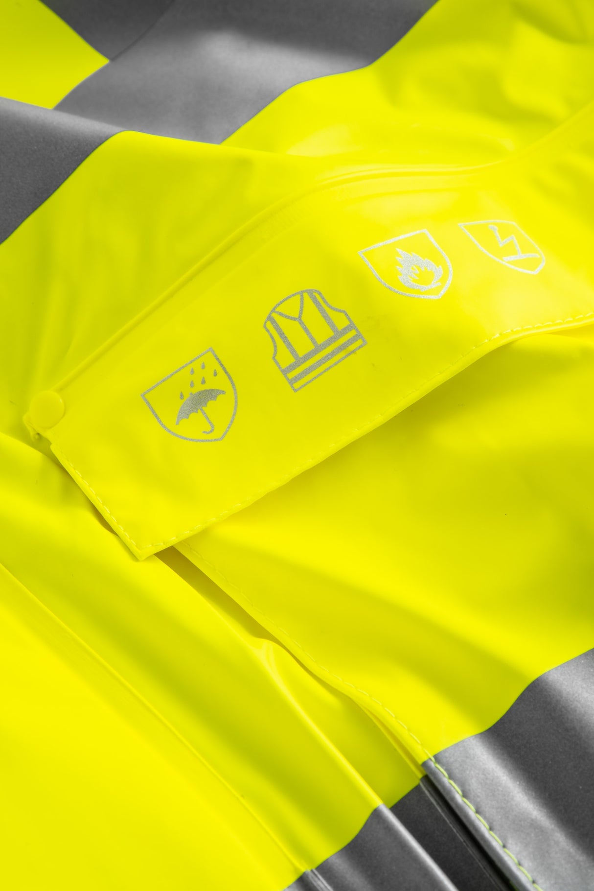 Brandhæmmende Hi-Vis vinterjakke i pilotmodel i PU kvalitet med fast quiltet foer - Saturn Gul