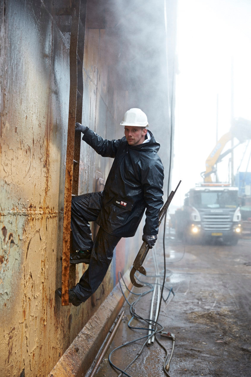 Brandhæmmende regnjakke i PU kvalitet - Navy