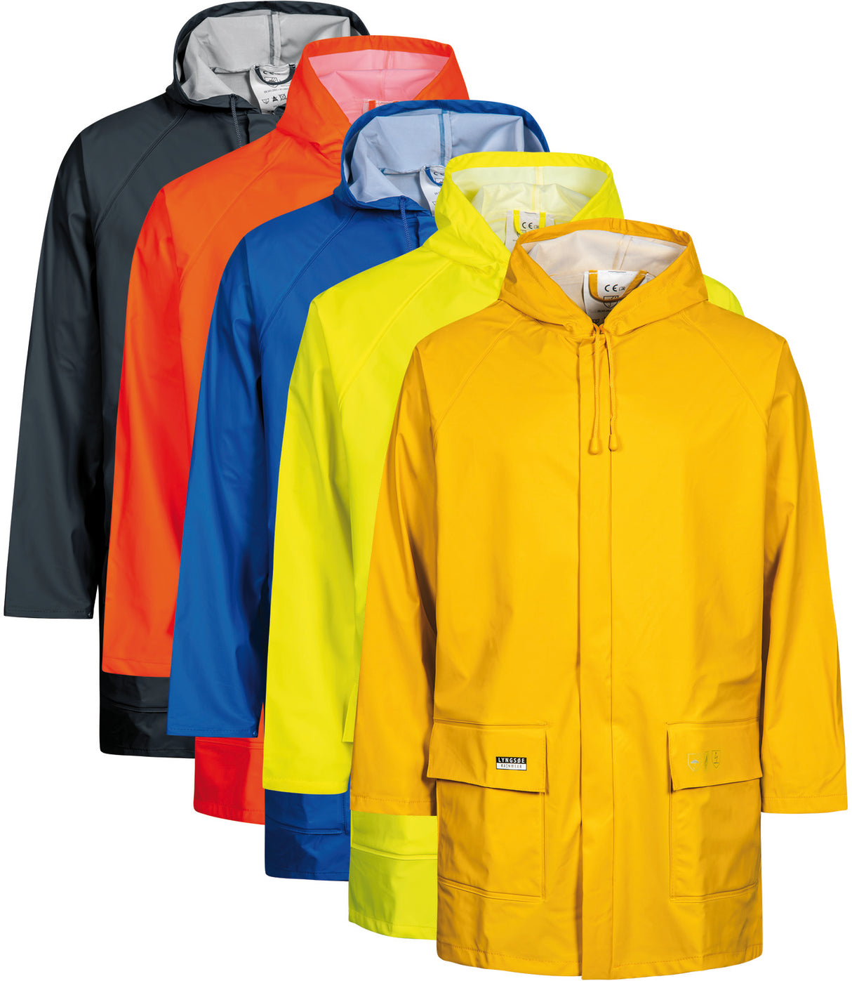 Brandhæmmende regnjakke i PU kvalitet - Hi-Vis Orange