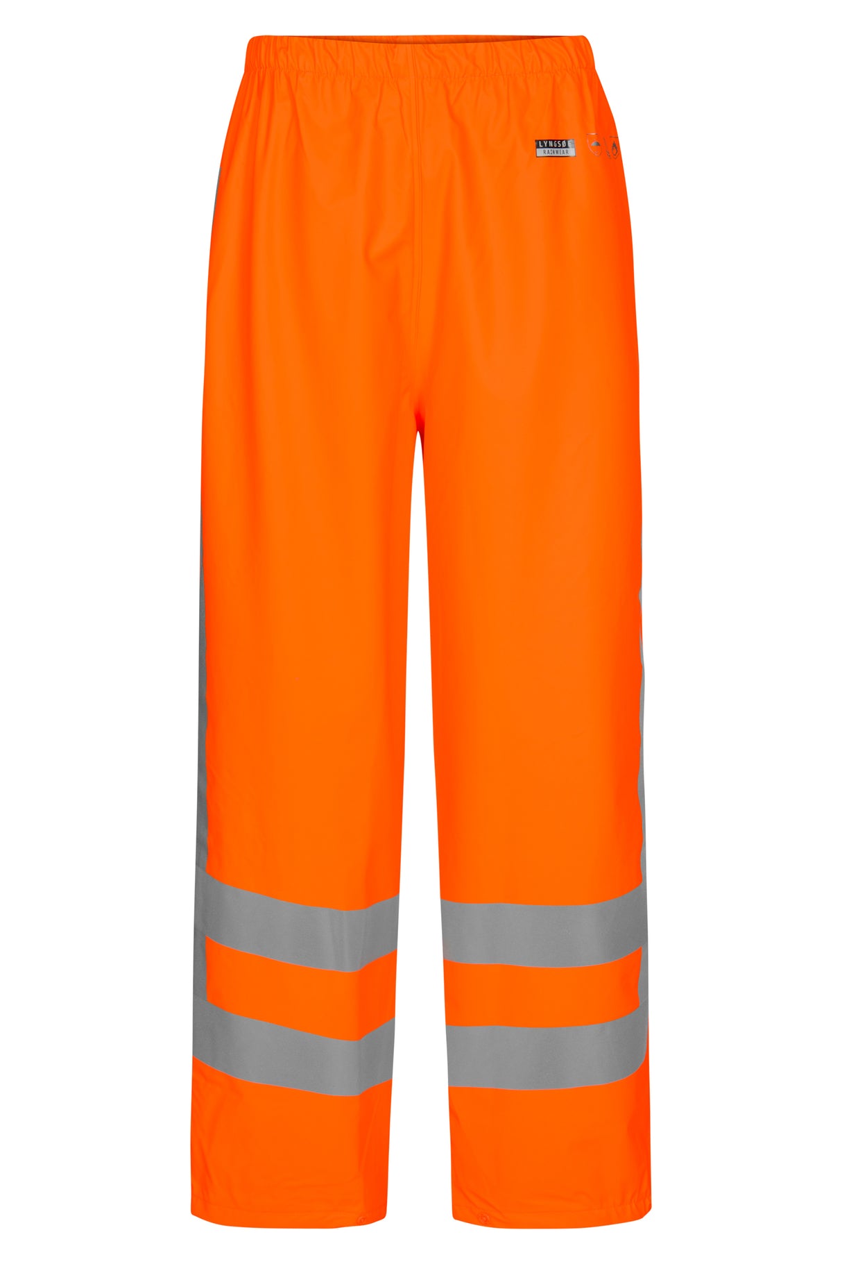Brandhæmmende Hi-Vis regnbukser i PU kvalitet med RWS-reflekser - Hi-Vis Orange