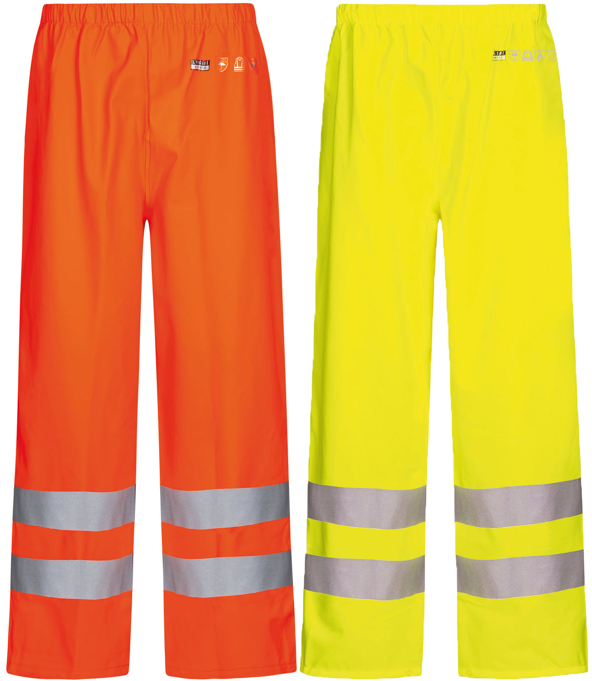 Brandhæmmende Hi-Vis regnbukser i PU kvalitet - Hi-Vis Orange