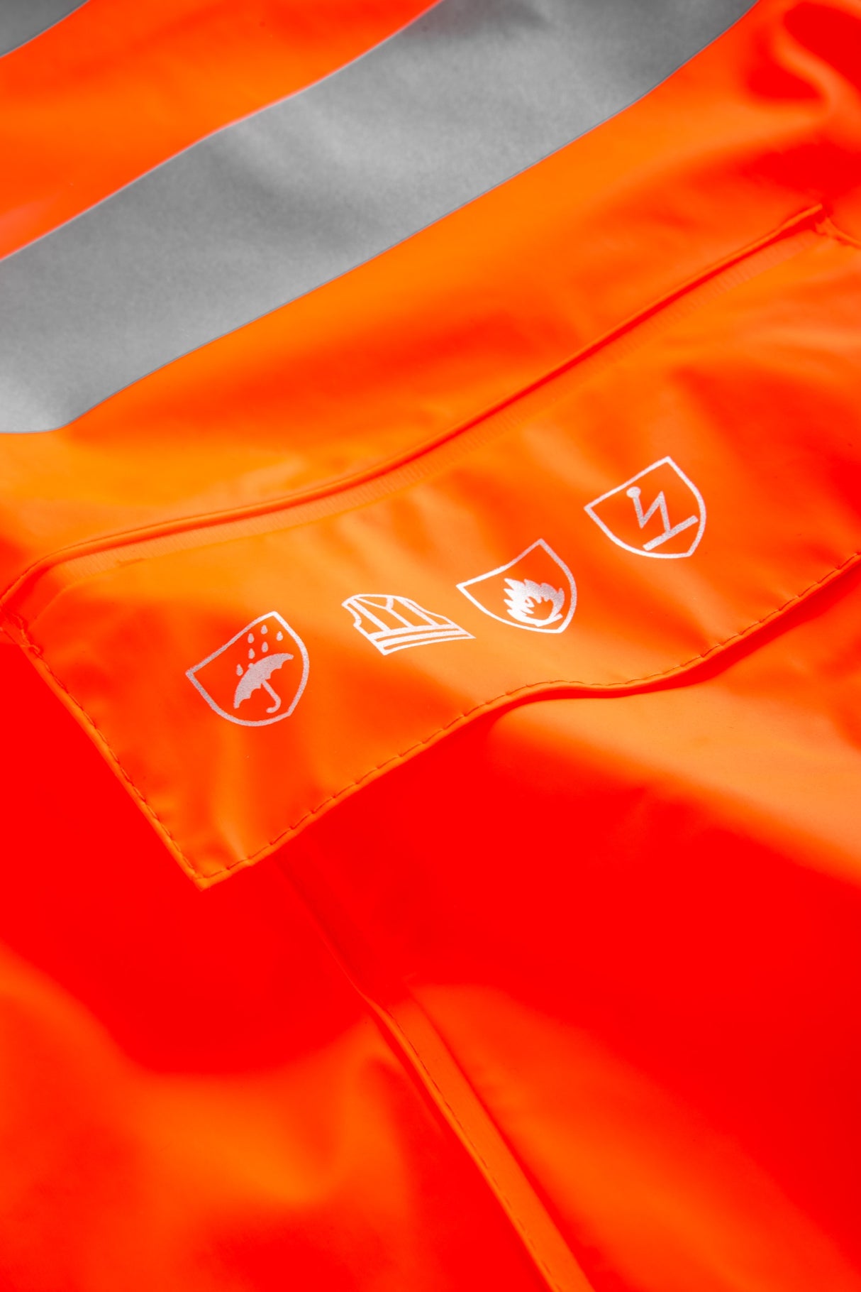 Brandhæmmende Hi-Vis regnjakke i PU kvalitet - Hi-Vis Orange