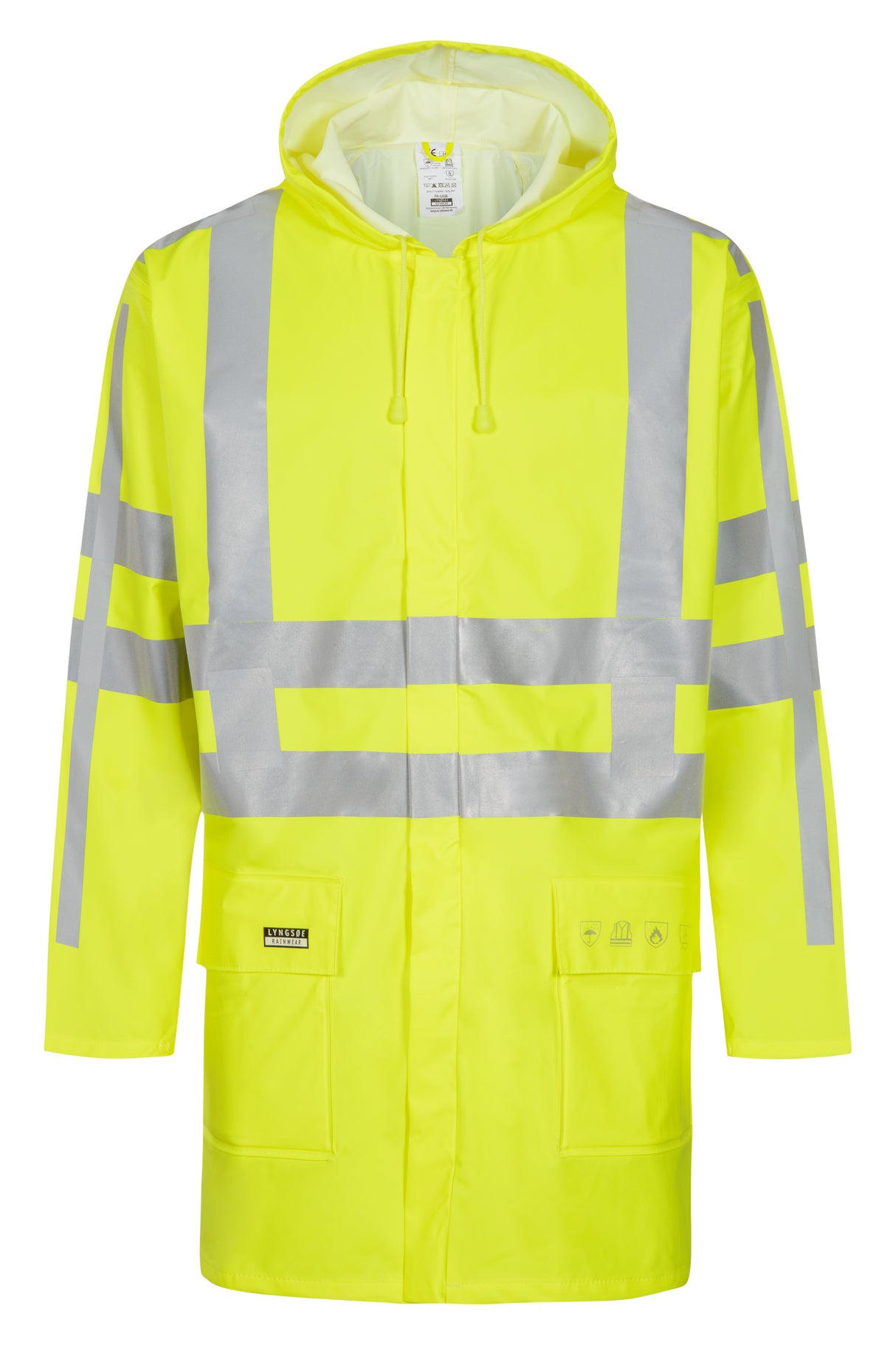 Brandhæmmende Hi-Vis regnjakke i PU kvalitet med RWS-reflekser - Saturn Gul