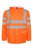 Brandhæmmende Hi-Vis regnjakke i PU kvalitet til kvinder - Hi-Vis Orange