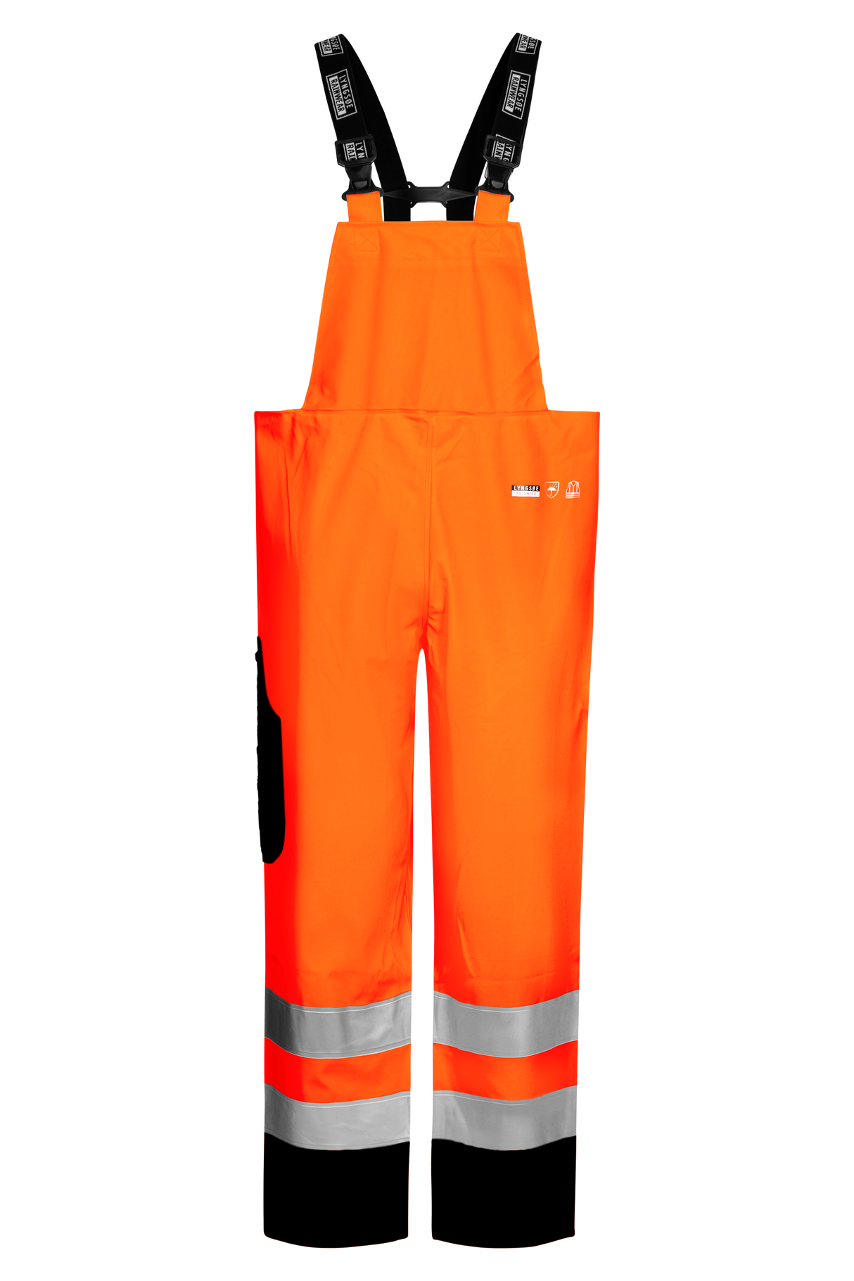 Brandhæmmende Hi-Vis regnoveralls i kraftig PU kvalitet - Hi-Vis Orange / Navy