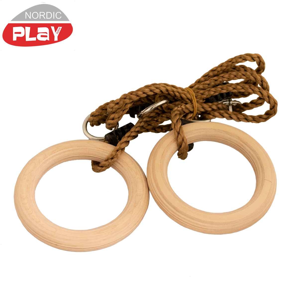 Gymnastik-/romerringe Ø15,8 cm i træ m/justerbart reb