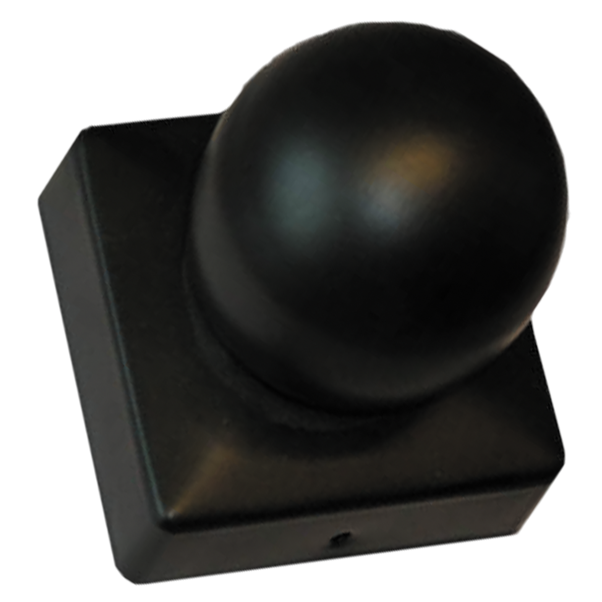 Stolpehat sort - 75 x 75 mm, med kugle