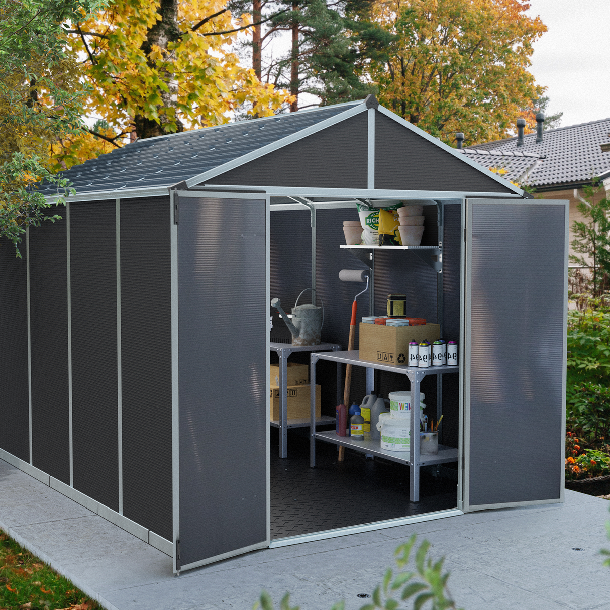 Skur Rubicon 7,2 m2. mørkegrå Palram - Canopia