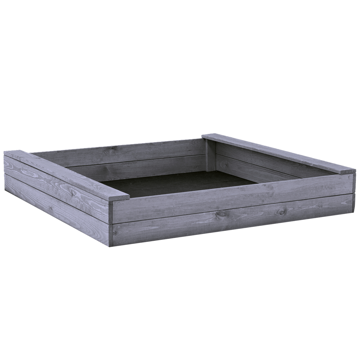 Sandkasse slim 120 x 120 cm, grå, grundmalet
