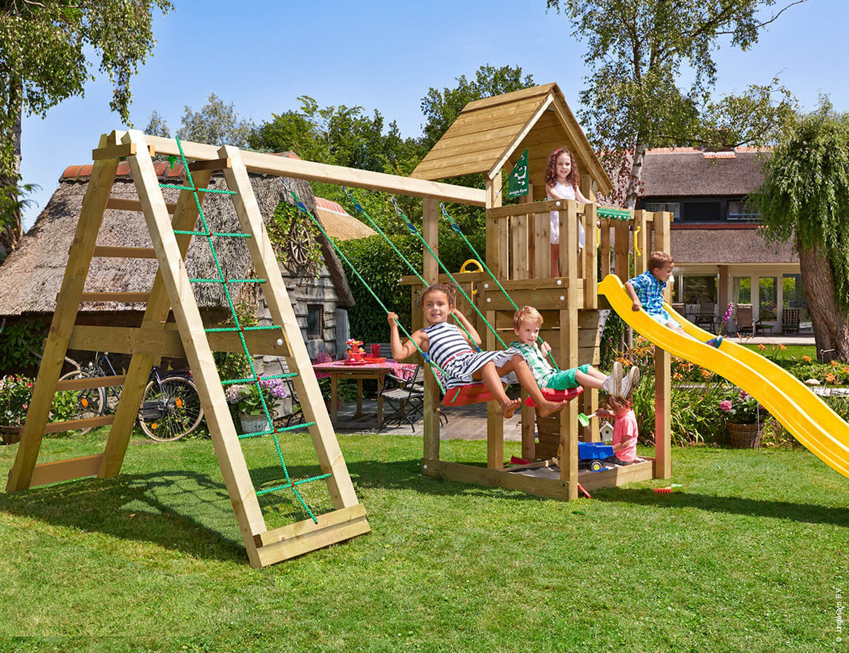 Legetårn Jungle Gym Cubby m/2-Climb Module 220 og gul rutschebane