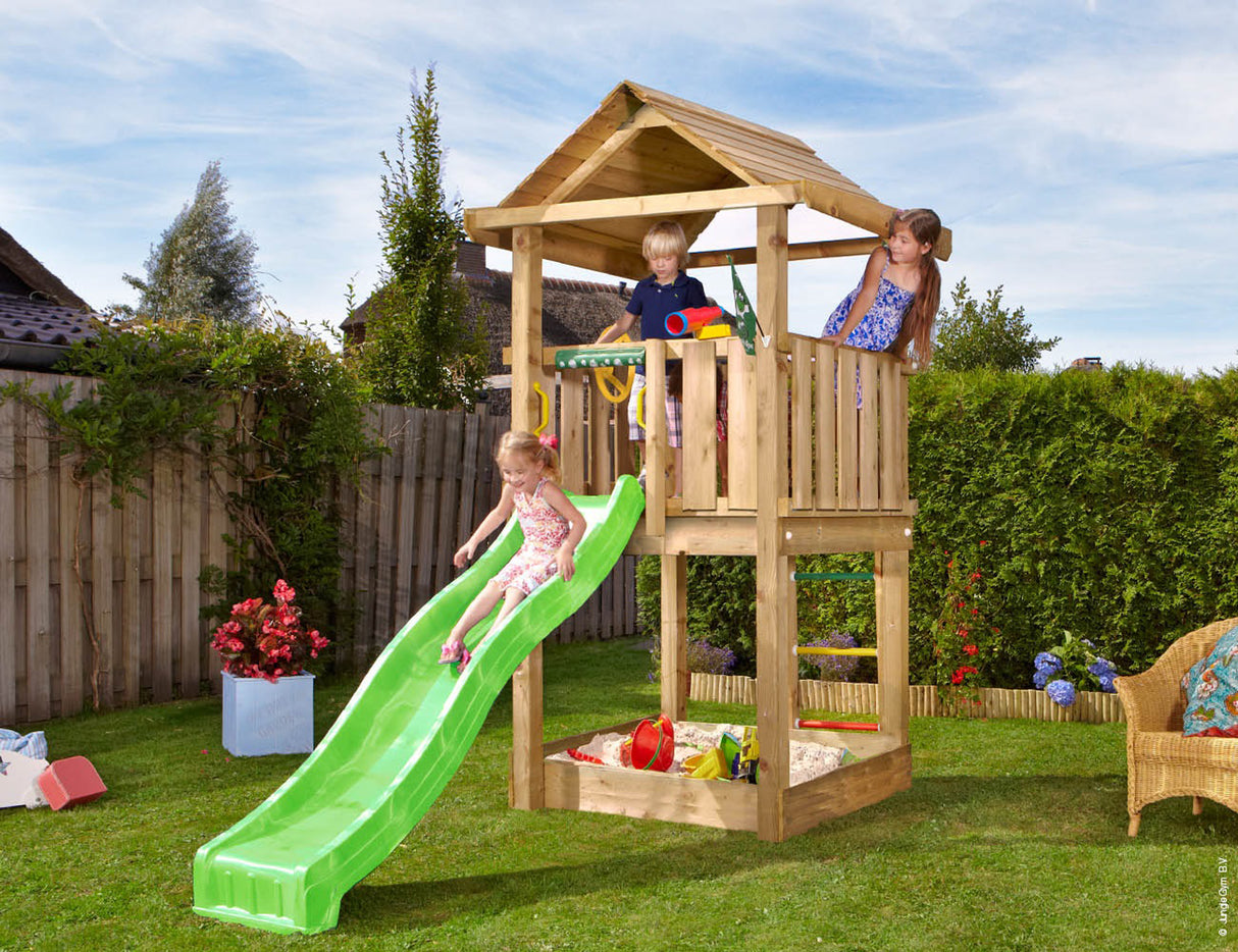 Legetårn Jungle Gym House 2.1 m/grøn rutschebane
