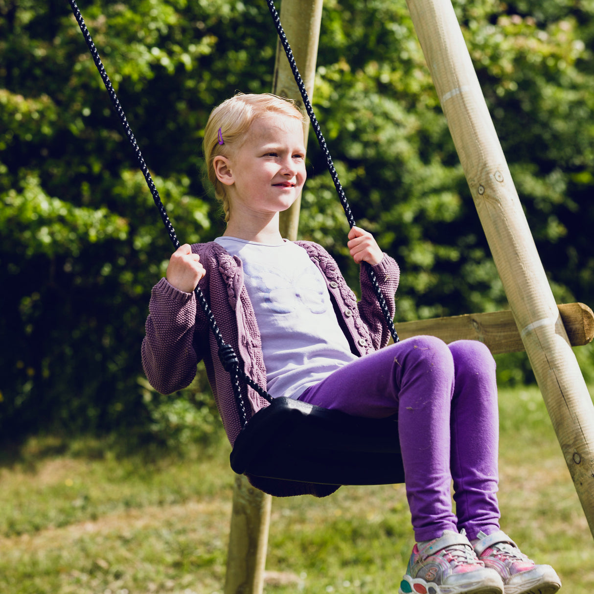 Gyngesæde med reb - sort/sort