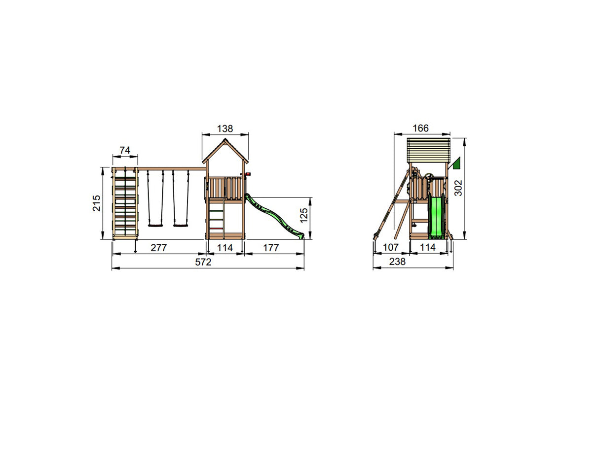Legetårn Jungle Gym Club 2.1 m/2-Climb Module 220 ekskl. rutschebane
