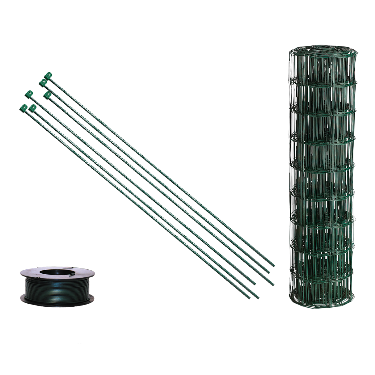 Havehegnspakke 10 x 10 cm, 60 cm, x 25 m, grøn med tentorpæle