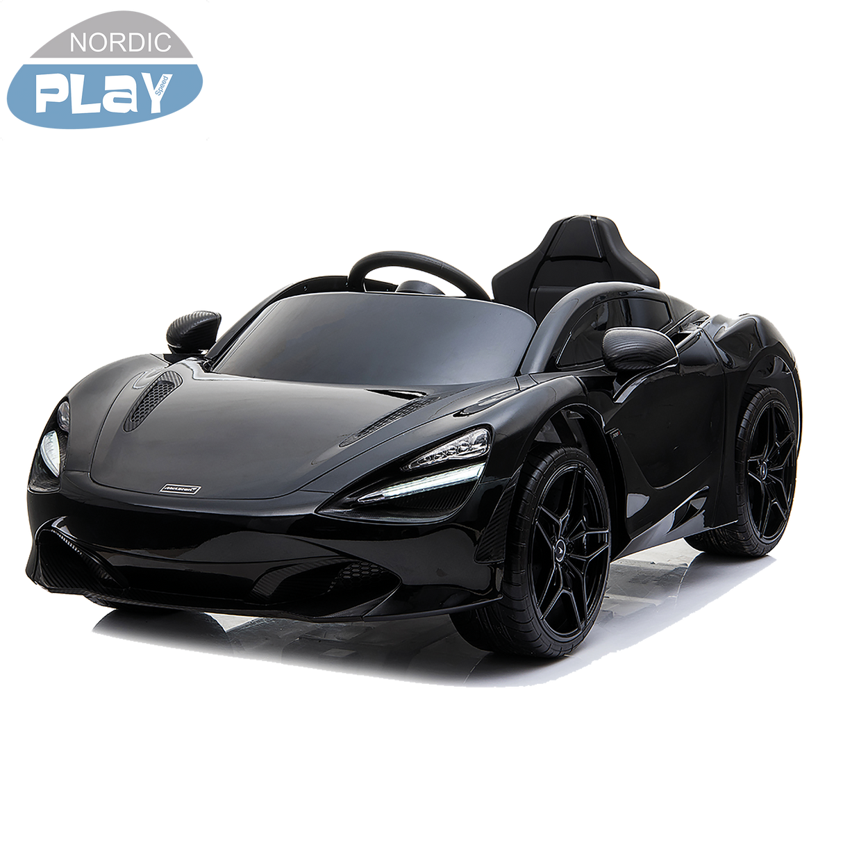 Elbil McLaren 720S 12V, med EVA-hjul og lædersæde, sort