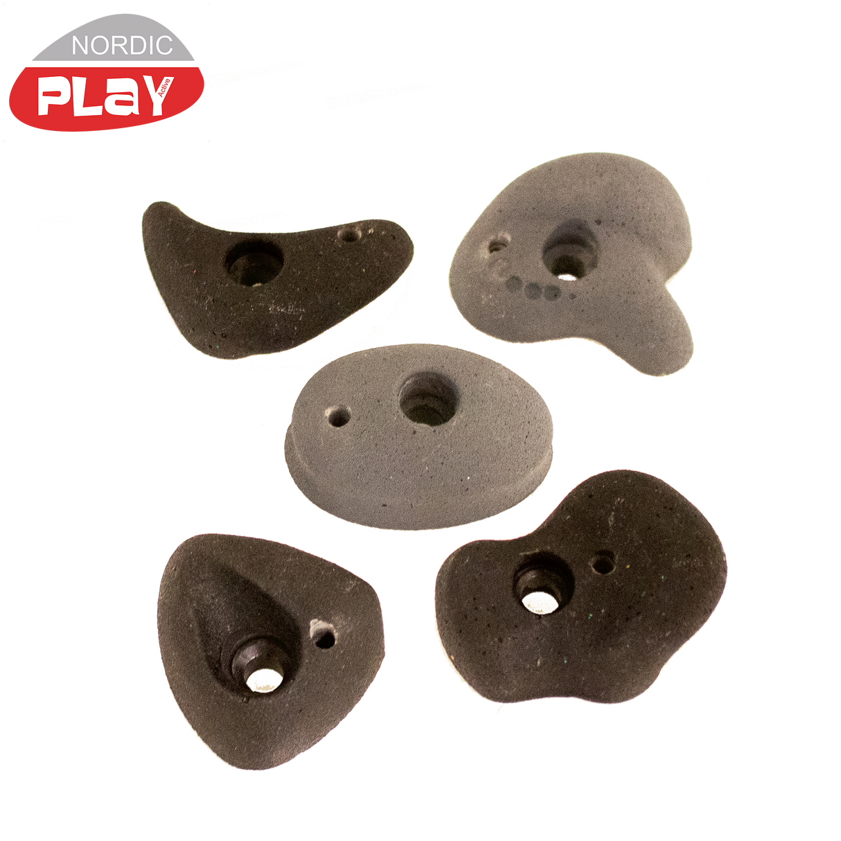 klatresten 5 stk - i polyresin sort/grå inkl. skruer