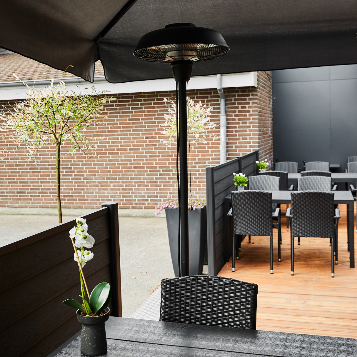 Terrassevarmer 900/2100W gulvmodel snorafbryder HA, sort